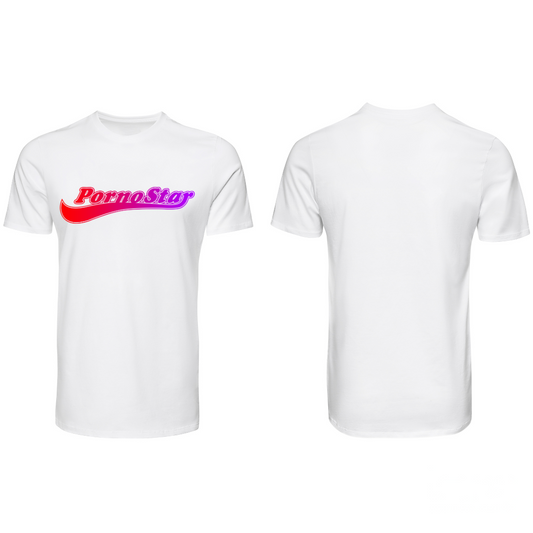 PornoStar White Logo Text Print T-shirt