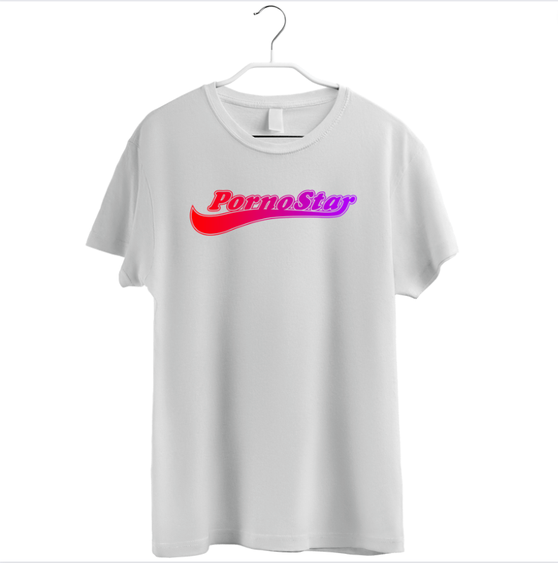 PornoStar White Logo Text Print T-shirt
